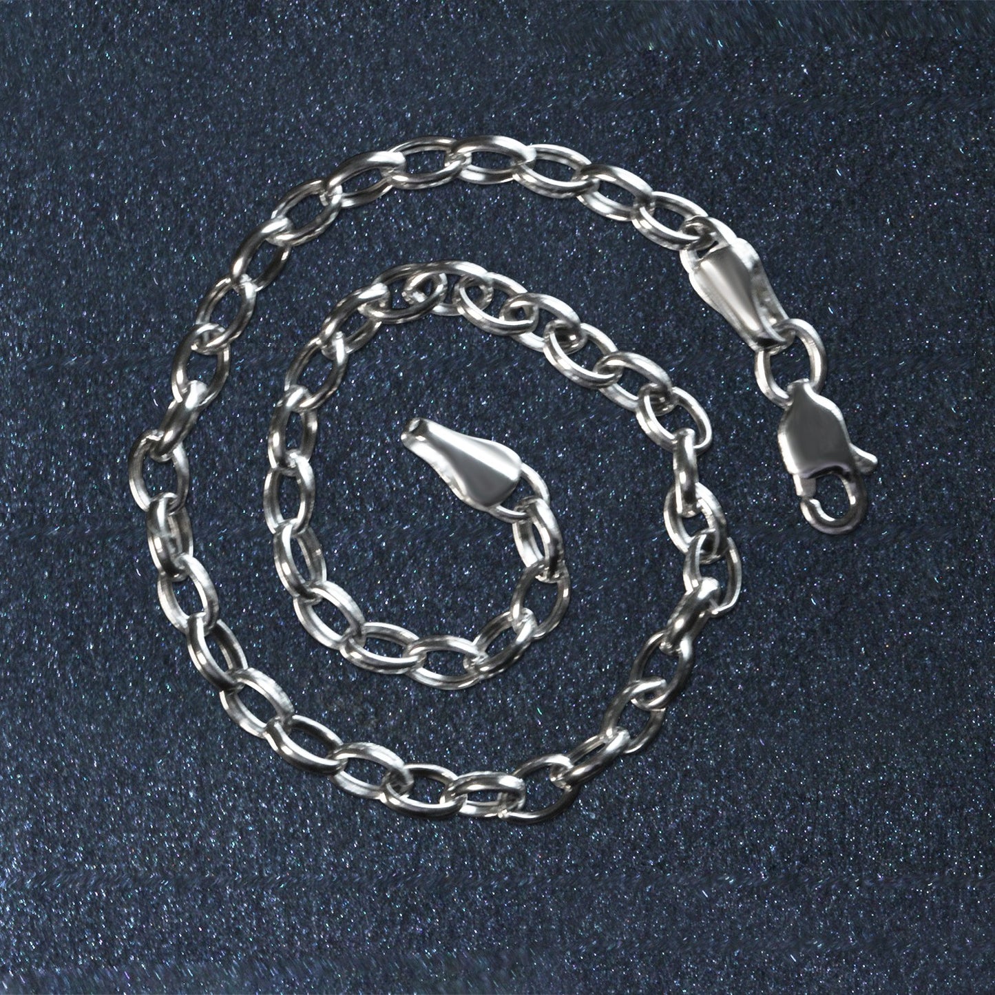 14k White Gold Oval Rolo Bracelet (3.20 mm)