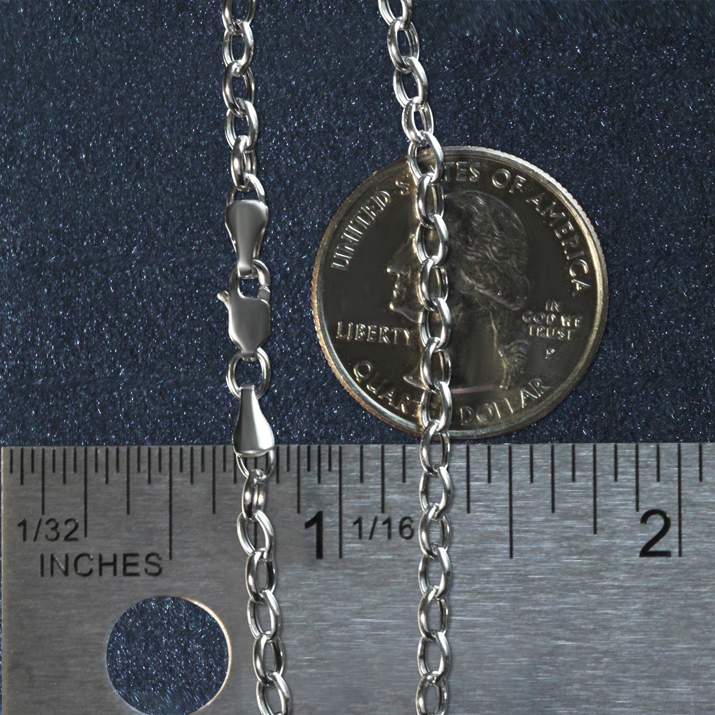 14k White Gold Oval Rolo Bracelet (3.20 mm)