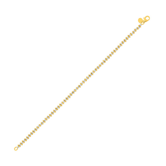 14K Two Tone Gold Pallina Bead Bracelet (2.60 mm)